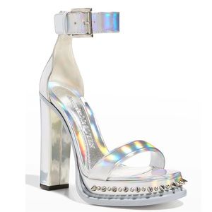 Alexander McQueen iridescent faux leather sandals NWT